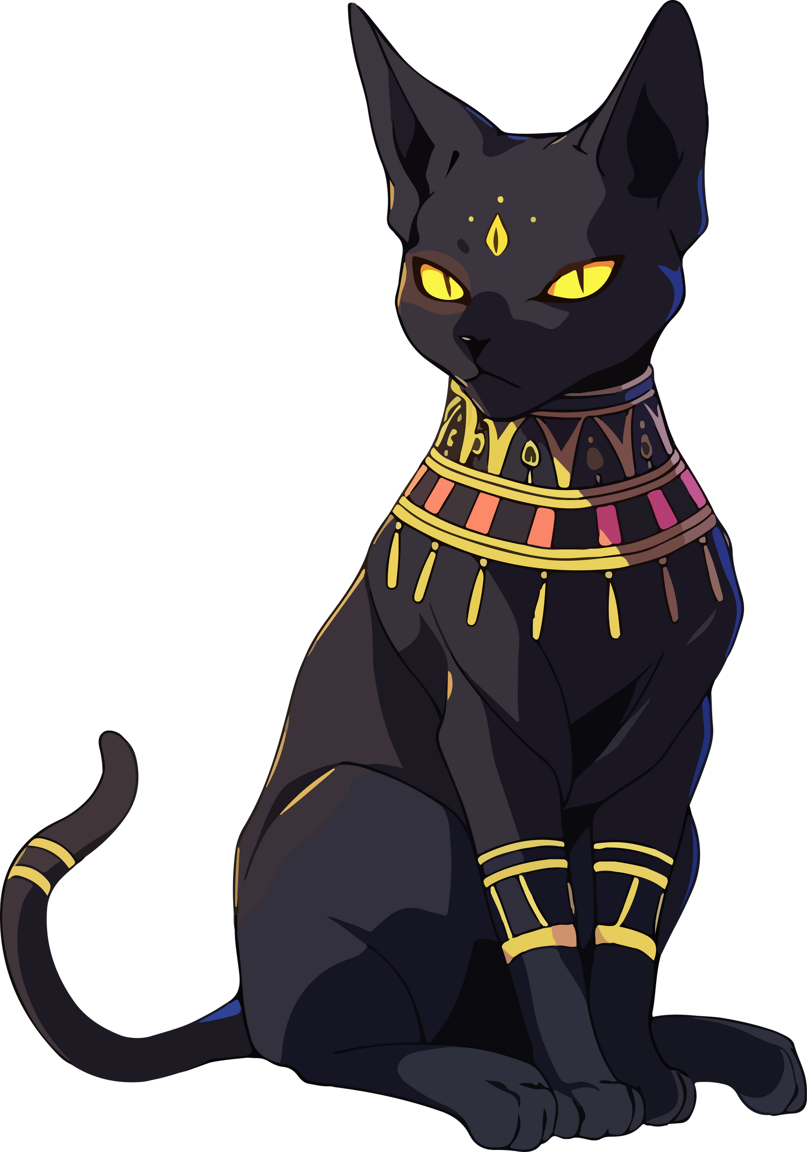 Egyptian Black God Cat Sitting.